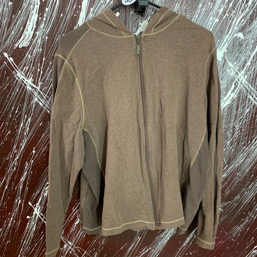 Venezia Sport Womens Brown Full Zip Hoodie Contrast Stitch Ribbed Panels 18/20